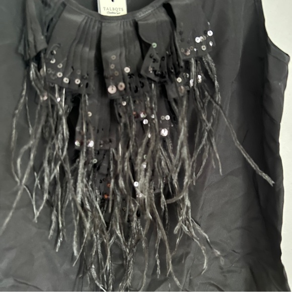 Talbots Silk Tank with Feathers and Sequins NEW WITH TAGS Size 4P - Picture 2 of 7